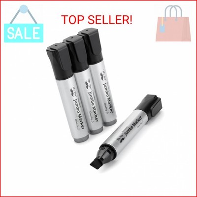 Mr. Pen- Jumbo Permanent Markers, 4 Pack, Black, Chisel Tip, Wide Tip, Large, Th