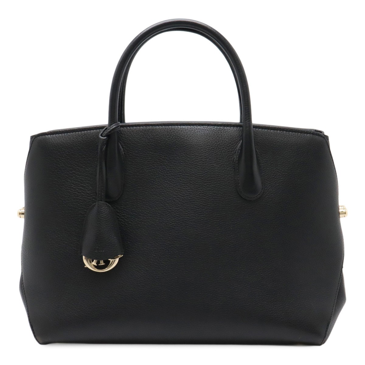 Dior Open Bar Tote Bag in Black Leather with Gold Hardware & Charms