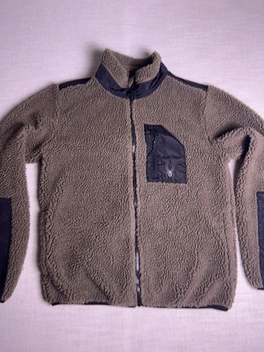 Spyder Fleece Jacket Men Small Gray Black Full Zip Chest Pocket - Size S - product listing photo