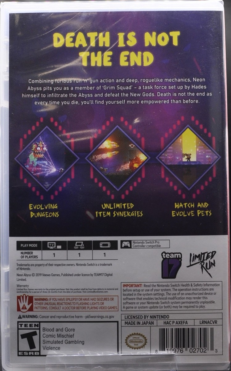 Neon Abyss (Nintendo Switch) [Limited Run Games] [New] Factory Sealed