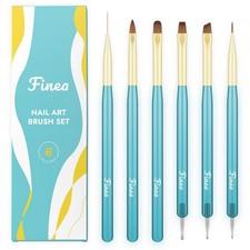 Nail Art Brushes and Dotting Tools 6pcs Set for Gel Polish Gold Blue