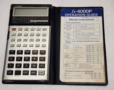 Vintage Casio Scientific Programmable Calculator fx-4000P With Guide 