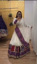 Exclusive Designer White Georgette Lehenga Choli With Dupatta For Women  Girls