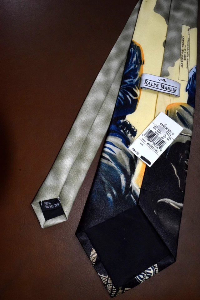 Corbata de cuello de colección Ralph Marlin 2003 Hondo John Wayne corbata de polietileno 56 x 3,75" nueva con etiquetas Foto 3 de 4