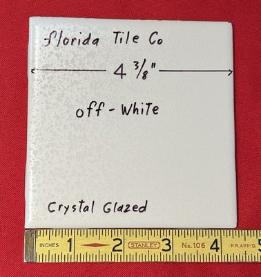 1 pc.  Off-White: Ceramic Tile 4-3/8'' Crystal Glazed by Florida Tile Co.  NEW