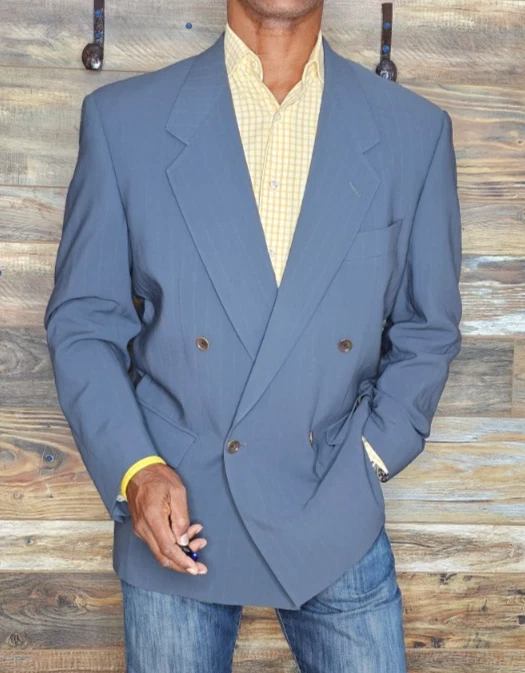 Chaqueta Blazer Lubiam Made in Italy Doble Pecho Azul Lana 42R Foto 4 de 4