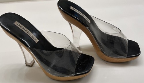 DELICIOUS - CLEAR PVC 1/2 Inch Platform Heels Size 6 Perfect For All Occasions - Picture 4 of 9