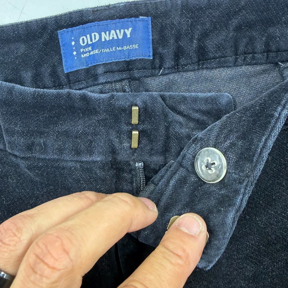 Pantalones Pixie Old Navy para mujer talla 10 negros mezcla de algodón elásticos ajustados al tobillo Foto 3 de 4