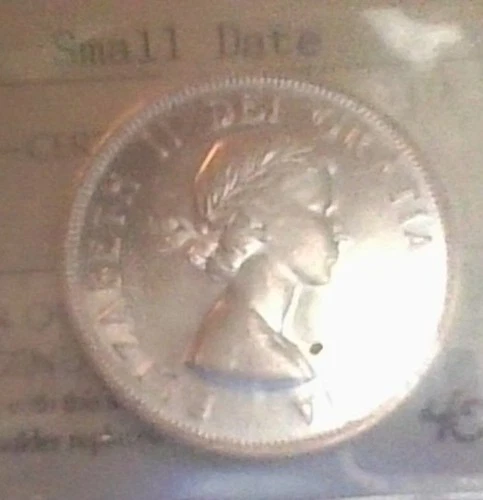 (903)1953  QUEEN ELIZABETH Canada silver .50 piece ICCS ms-64