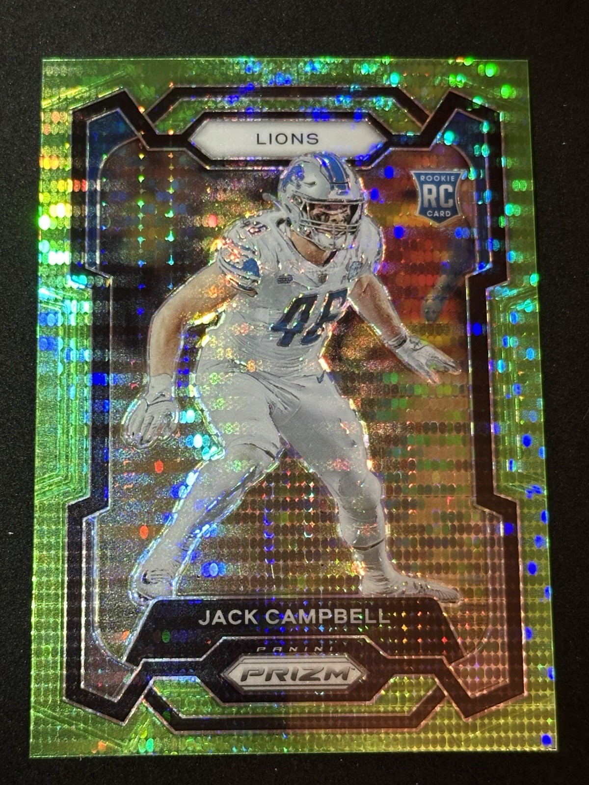 Jack Campbell 2023 Prizm #330 Neon Green Pulsar Prizm RC Detroit Lions 🦁