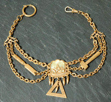 Alte goldene Taschenuhrkette Uhrenkette Uhrkette Zunftkette Zimmermann Schreiner