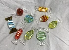 Lot of 9 Vintage Murano-Style Glass Wrapped Candy Pieces Blown Glass Art