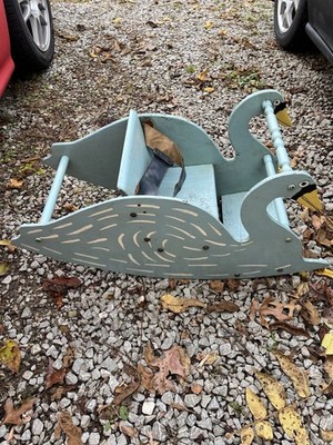 Antique Wood Painted Swan Rocking Chair