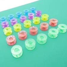 25pcs 5 Colors Plastic Empty Sewing Machine Bobbins Spools with Storage Case