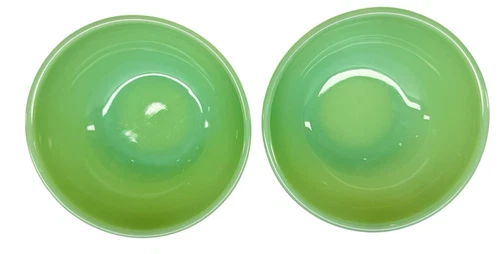 Vintage Fire-King Jadeite Chili Bowl Set of 2 Anchor Hocking 1950s SCRIPT LOGO