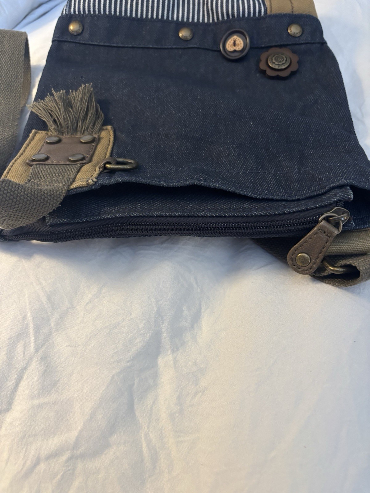 Chala Patch Messenger  Denim Canvas Adjustable Cr… - image 11