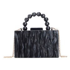 Acrylic Beaded Handbag Evening Clutch Bag with Pearl Chain for women prom party