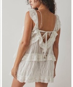 Intimately Free People Tiered And True Romper Pull On Lace Ruffled L NWT 285653