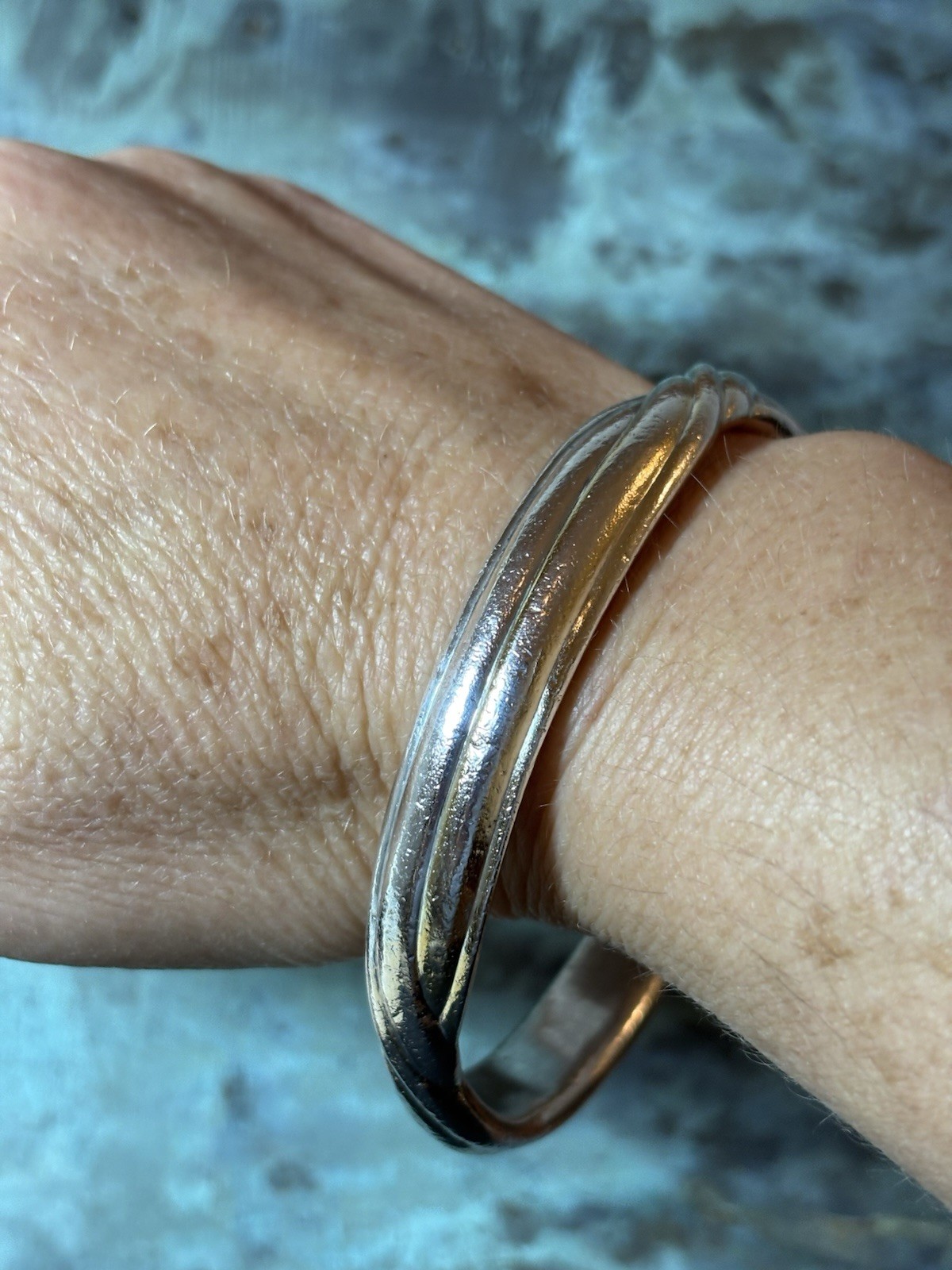 925 Sterling Silver Electroform Bangle Bracelet - image 9