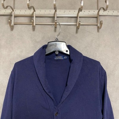 Polo Ralph Lauren Sweater Men M Blue Shawl Cardigan Academia Grandpa Knit Casual