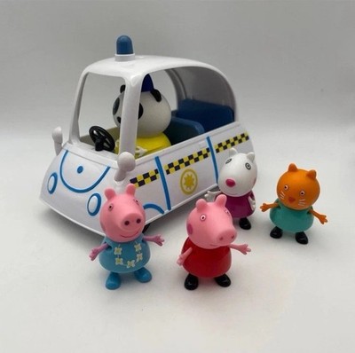 Police Officer Panda's Police-car, 4 Peppa Pig Friends (1.8”, Rare