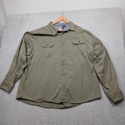 Wrangler Shirt Mens 3XL Green Flex for Comfort Button Down Long Sleeve Workwear