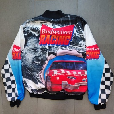 Vintage 90s Chalk Line Budweiser Racing Bill Elliott Nascar AOP Jacket Mens M
