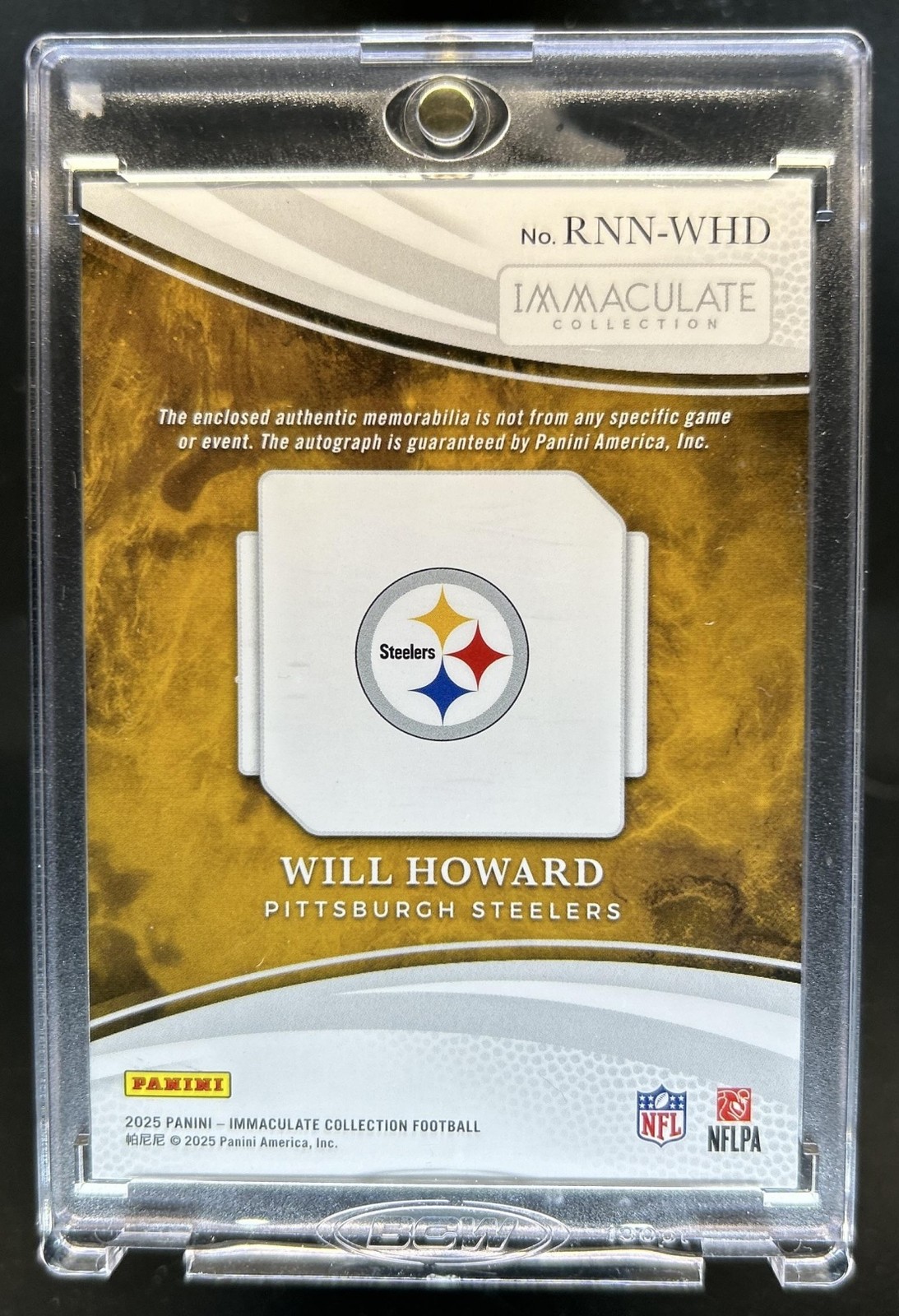 2025 Immaculate Will Howard Plate Nobility Letter Patch Auto Autograph RC #4/6 view 2