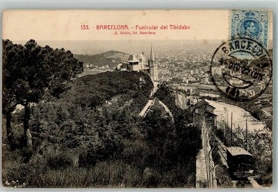 38251055 - Barcelona Bergbahn Tibidabo Marke bildseitig 1922