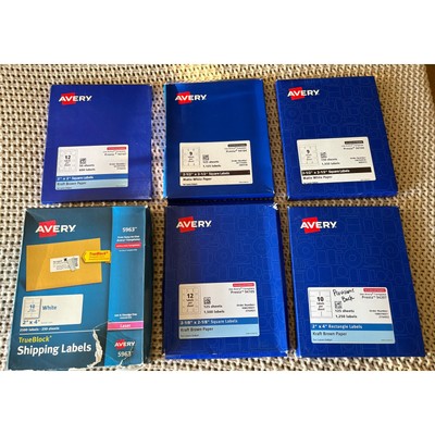 Lot of 6PKS of Avery Blank Labels - Assorted Sizes - Weighs over 16lbs