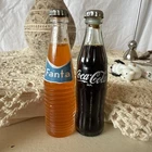 Two Vintage Miniature Glass Coca-Cola & Fanta Bottle 3” tall