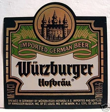 Wurzburger Hofbrau Beer Bottle Label Anheuser Busch