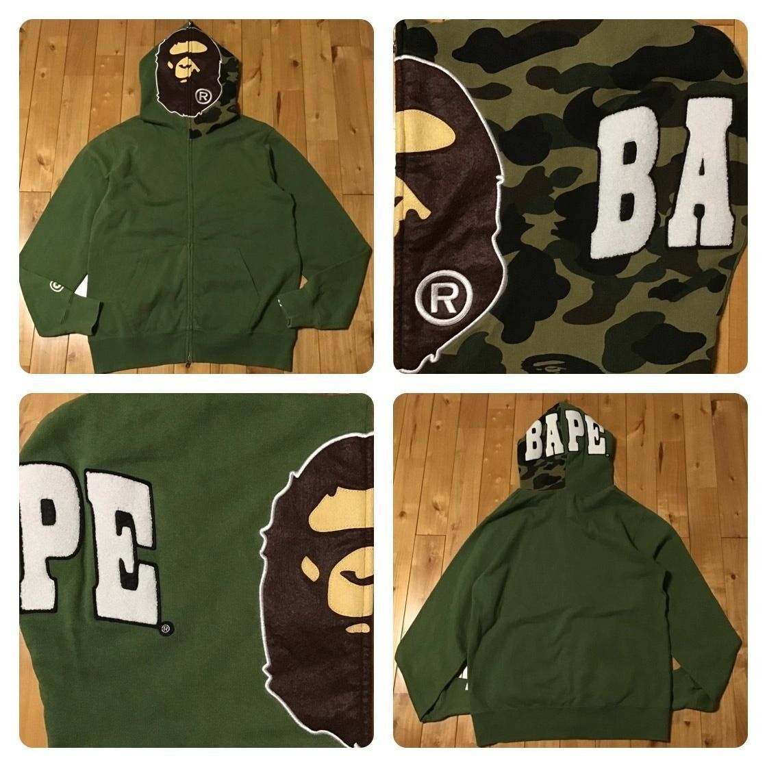 A BATHING APE BAPE HEAD ポロシャツ　1st CAMO BAPE Ape head full zip hoodie green x 1st camo A Bathing Ape Size