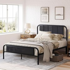 Twin/Full/Queen Size Bed Frame With Wooden Headboard Heavy Duty Metal Platform