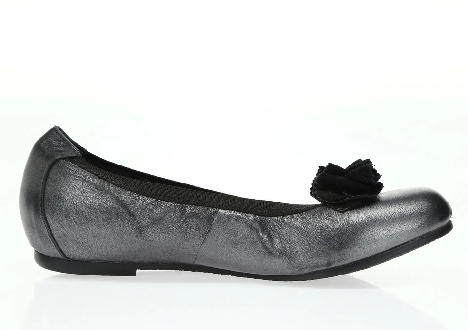 Zapatos planos de ballet Munro American de cuero plateado para mujer talla 7 M Foto 4 de 4