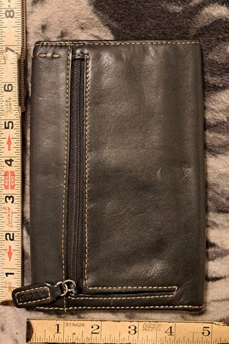 Vtg RELIC Black Leather Purse Wallet Pocketbook Zip Top Card Holder Checkbook - Picture 4 of 5