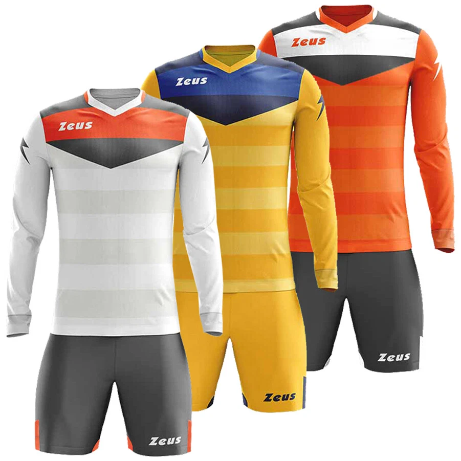 Zeus Argo Herren Fußball Torwart Set Langarm Trainings Sport Trikot mit Shorts
