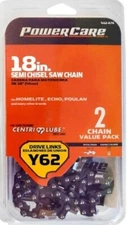 2 Pack - PowerCare 18" - Semi Chisel Chainsaw Chain Y62 .050 Gauge 3/8” Pitch