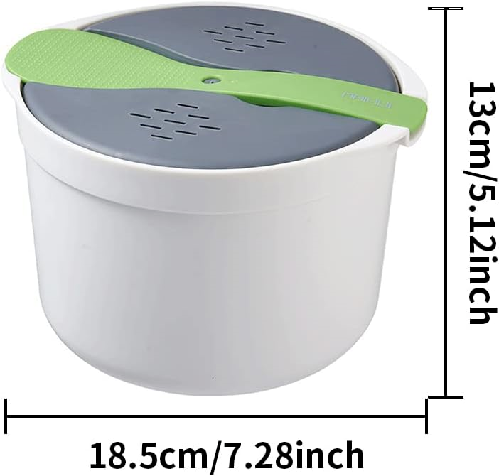Microwave Rice Cooker, 2L Microwave Steamer Set with Rice Scoop, Lid