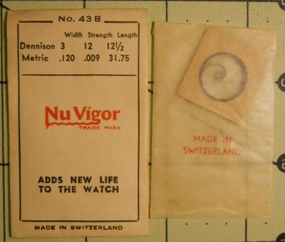 NU VIGOR 43B Watch Mainspring 3 x 12 x 12 1/2 - .120 x .009 x 31.75 Replacement