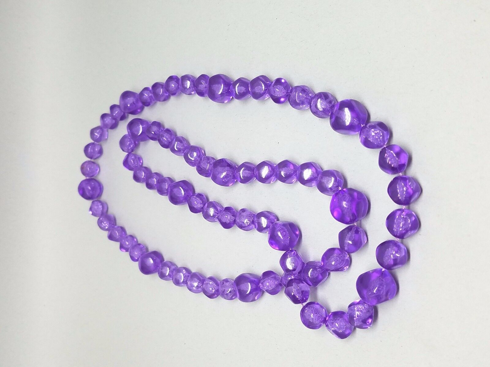 Vintage Purple Lucite Bead Long Necklace - image 2