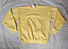 Ultimate Hanes Cotton Print Pro Men's Large 42-44 Yellow Crew Neck Sweatshirt