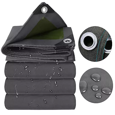 Canvas Tarp 19.4oz Heavy Duty Water and Mildew Resistant Tarpaulin RV Boat Cover - Image 1 of 4