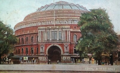 London England Postcard Early 1900s Rare Royal Albert Hall Exterior Color Horse 