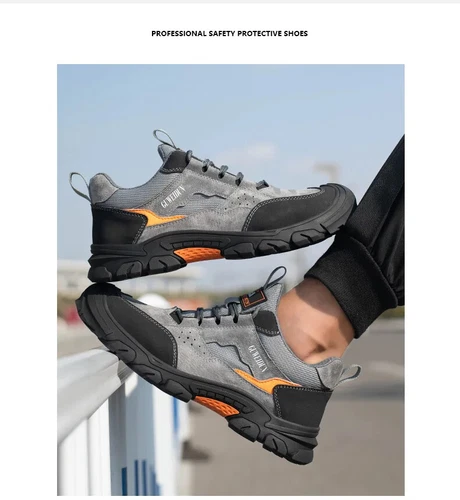 Breathable Men's Work Shoes Steel Toe Anti Smash Safety Boots Fashion Sneakers - Picture 23 of 24