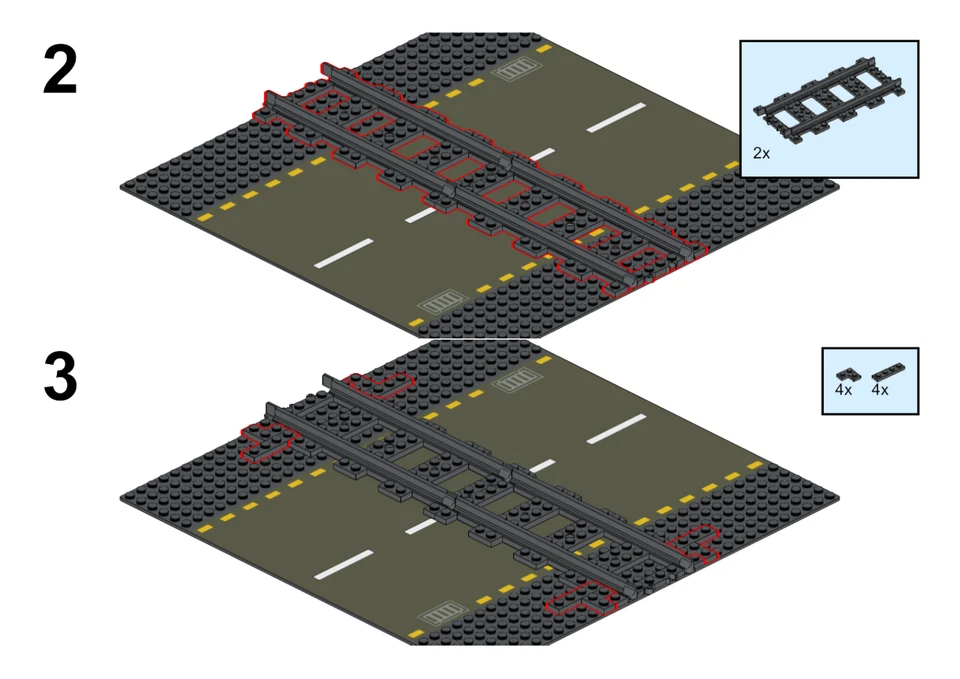 LEGO NOTICE (Build & Moc) : Instruction passage à niveau voie ferrée "Railway" - Photo 2/4