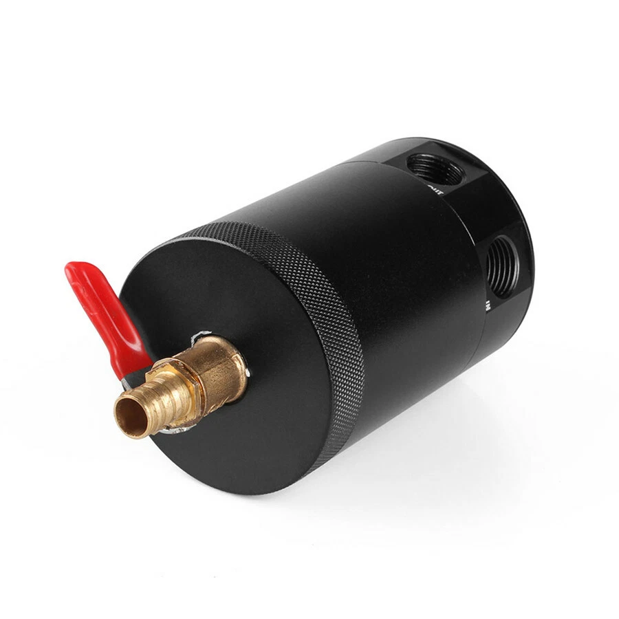 Black Aluminum Car Oil Catch Can Reservoir Tank Breather Filter Kits Accessory - Image 4 of 4