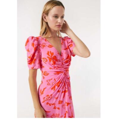 rhode pink dress RHODE PIA DRESS PINK BOTANICAL ABSTRACT by RHODE