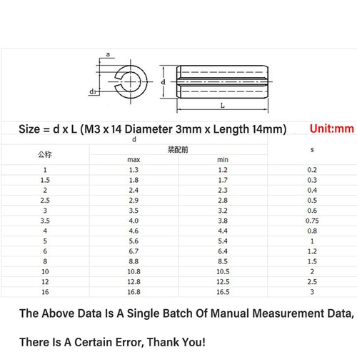 Black Spring Pins Split Tension Roll Pin 65 Mn steel M1.5 M2 M2.5 M3 M4 M5-M12 - Picture 2 of 156
