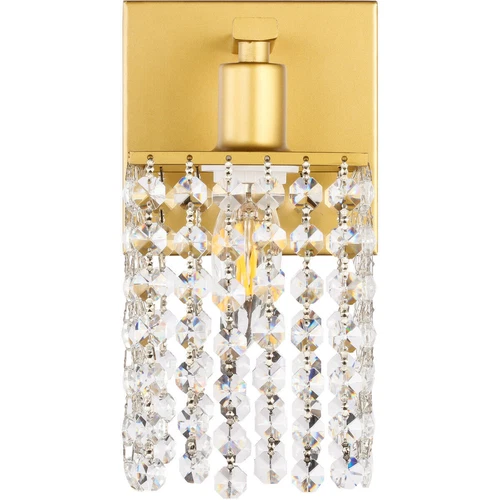 Crystal Wall Sconce Light Fixture Bathroom Vanity Foyer Dining Room Brass Color - Picture 7 of 12